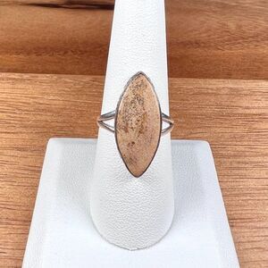 Natural Picture Jasper Ring Solid Sterling Silver - Size 8